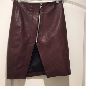 All saint cherry soft leather skirt V opening